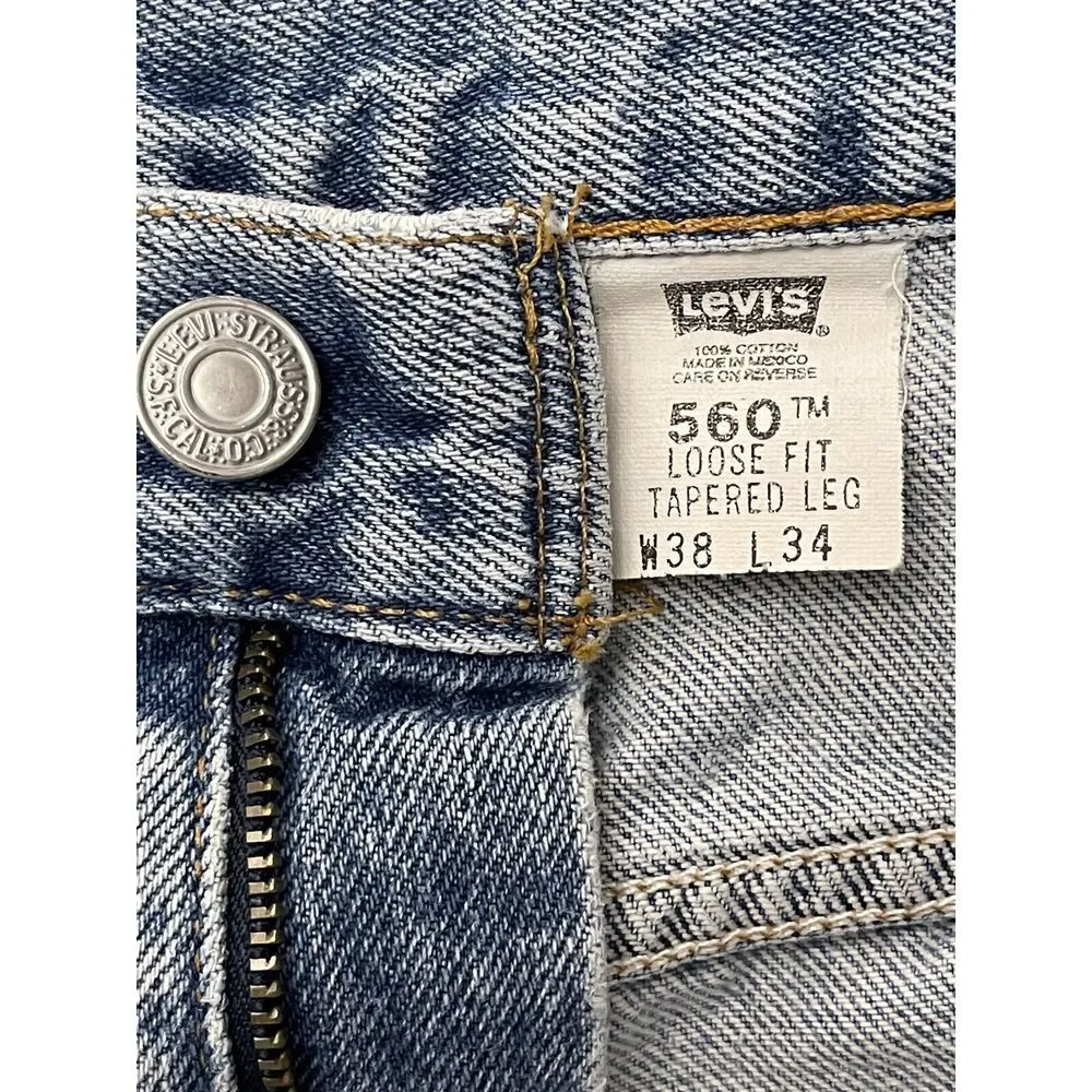 VTG Levi's 36 x 34 560 Comfort Fit Stone Washed Denim‎ Jeans